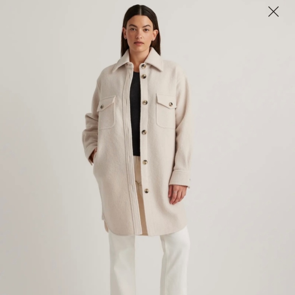 Quince BONE Merino Wool Long Shirt Jacket